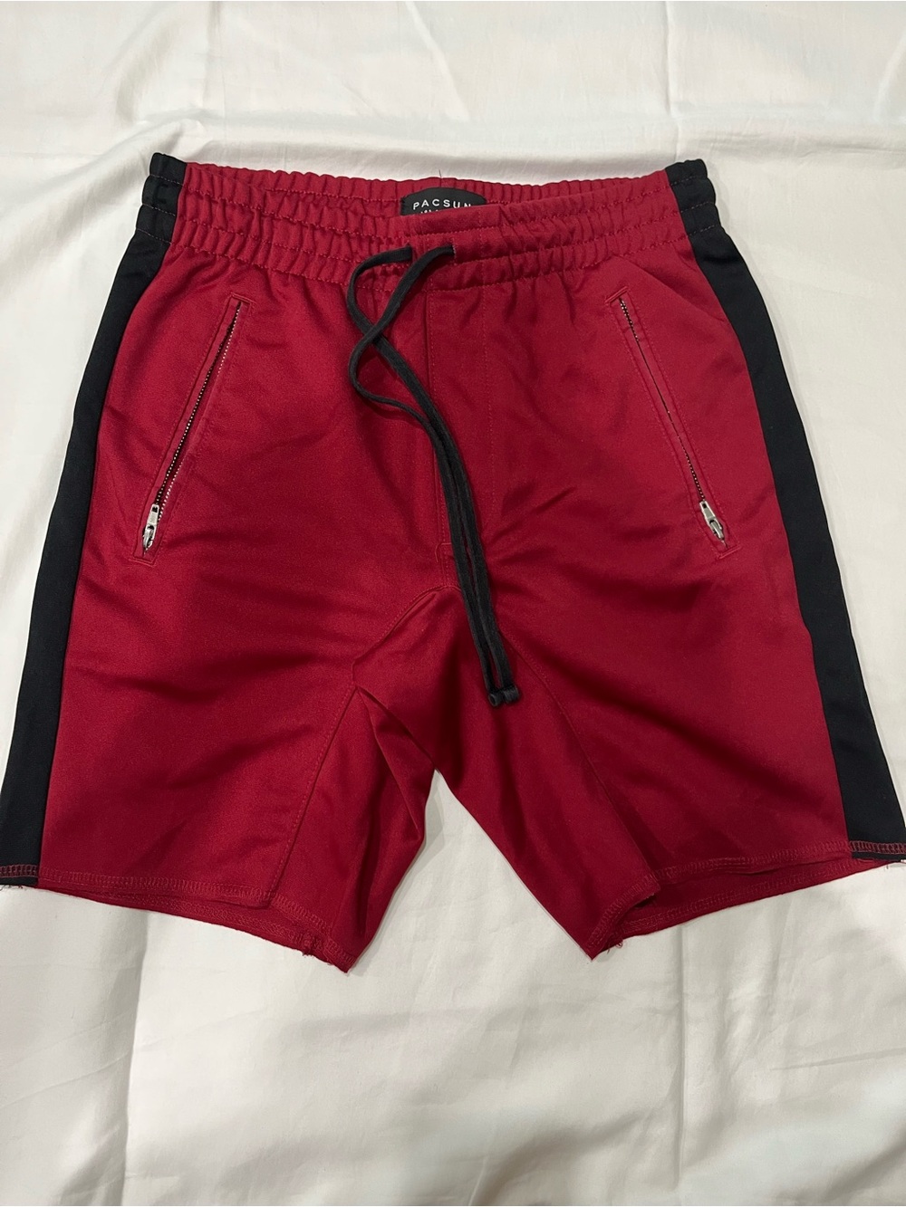 PacSun Red Athletic Shorts with Black Side Stripes